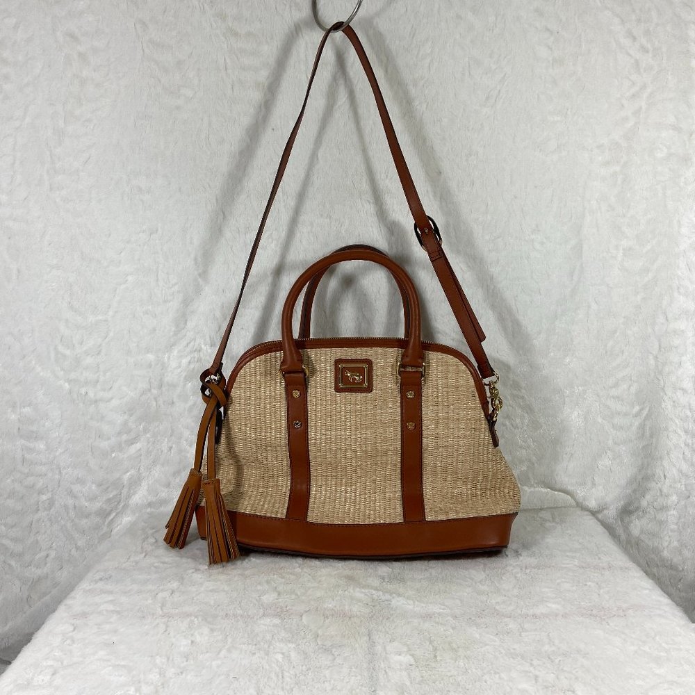Emma Fox woven leather Handbag Satchel Tan Light Brown